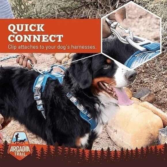 Arcadia Trail Reflective Paracord Dog Leash Coupler Blue Silver Walking Hiking - Picture 5 of 5